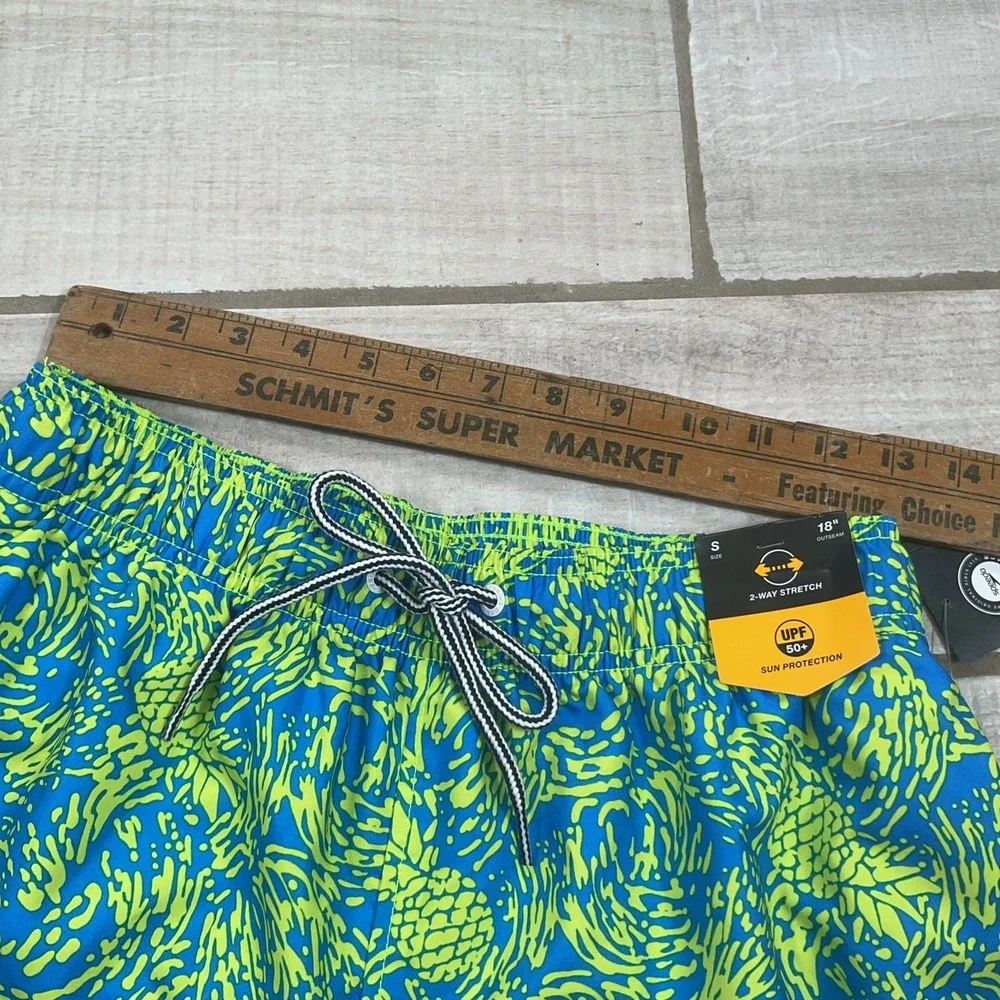 SPEEDO Men's UPF 50+ Tech Volley Swim Trunks w/‎ Comfort Liner Small Pineapple